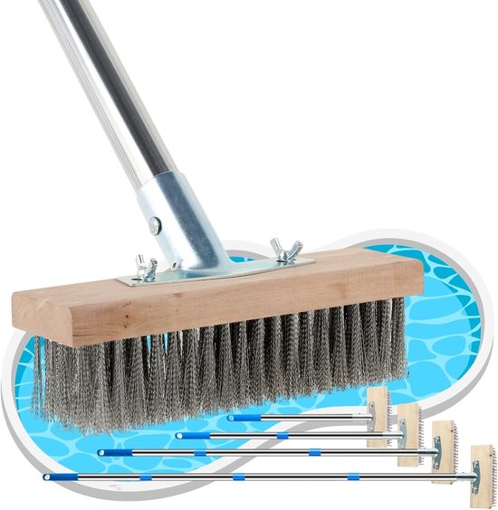 Verstelbare Draadbezem met Lange Steel (tot 165 cm) voor Mos, Onkruid en Hardnekkig Vuil