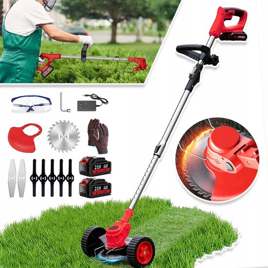 Verstelbare Elektrische Trimmer - 3-in-1 Messen - 650W Motor - 90-120cm Telescopische Steel - Dubbele Accu Met Meerdere Beveiligingen - Rood