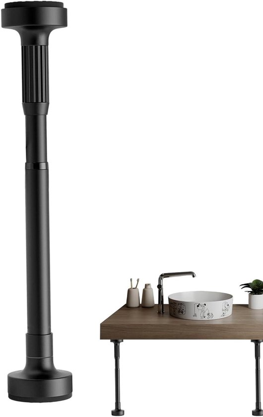 Verstelbare Gordijnstang - Trekstang Veerstang - Meubels Stabiliseren - Zonder Boren - 46 x 8 cm - Zwart