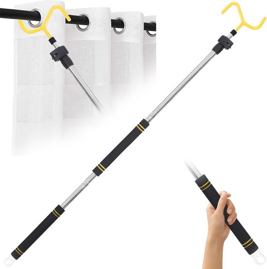 Verstelbare Gordijntrekstok van Roestvrij Staal voor Hoge Gordijnen van Merkloos	