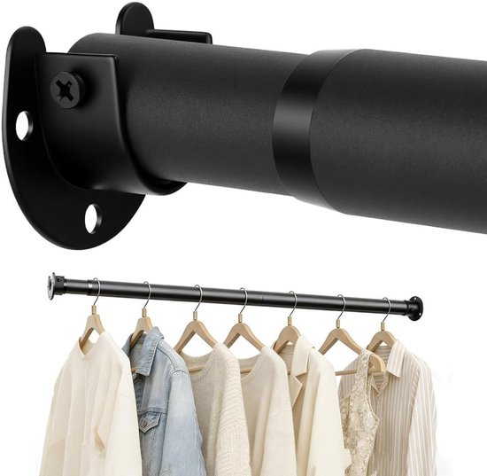 Verstelbare kledingrail, uitschuifbaar van 43 tot 142 cm, wandgemonteerd, ideaal voor kledingopslag en organisatie van Merkloos	
