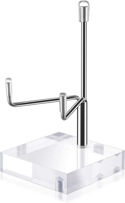 Verstelbare metalen ezelstandaard met acryl basis, compacte plaat houder voor fossielen, kristallen, geodes en decoratieve verzamelobjecten