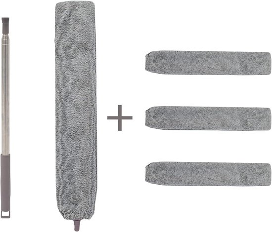Verstelbare microvezel stofborstel met verlengstuk 30-250 cm voor bed, hoge plafonds en krappe ruimtes van Merkloos	