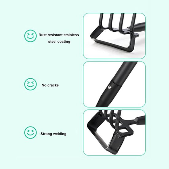 Verstelbare Onkruidhark - Tuin Hark - Bodem Losmaken - Ergonomisch Handvat - 4 Secties - Zilver
