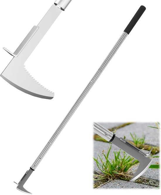 Verstelbare Onkruidschraper van 138 cm met Serrated Edge en Lange Handgreep, Ergonomische Onkruidverwijderaar voor Tuin, Binnenplaats en Oprit, RVS en Lichtgewicht van Merkloos	