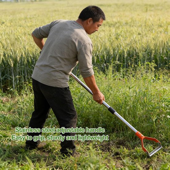 Verstelbare Schoffel - Tuingereedschap Wieden - Efficiënt Onkruid Verwijderen - Zwenkmessen Snijden Beide Richtingen - Tot 161 cm - Oranje