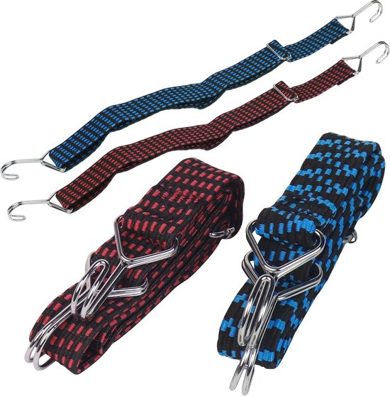 Verstelbare Spanrubber met Haken Set van 4 - 100 cm van Merkloos	