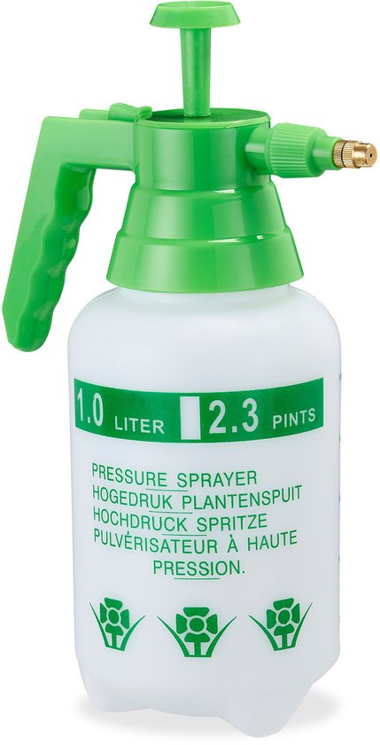 Verstelbare sproeikop hogedruk plantenspuit - ongediertebestrijding - onkruidspuit 1 liter groen van Merkloos	