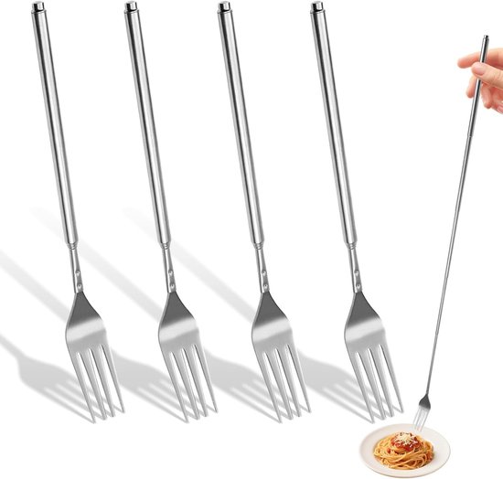 Verstelbare Telescopische Vorken Set van 4 - RVS Uitbreidbare Vorken voor BBQ, Keuken en Fruit Desserts - 23-64.5 cm Compact en Handig
