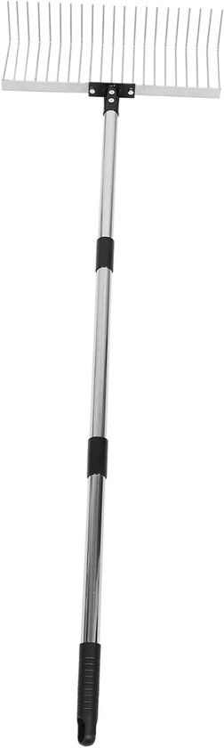 Verstelbare Tuin Houten hark - Bladhark Bladvanger - Bladeren Verzamelen - Telescopische Lengte - 125 cm - Zilver