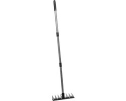 Verstelbare Tuinhark - Gras Hark Gazonhark - Onkruid Verwijderen - Brede Kop - 121.5 cm - Zwart