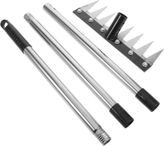 Verstelbare Tuinhark - Kleine Hark - Onkruid Verwijderen - Afneembare Metalen Hark - 1215 cm Lengte - Zwart