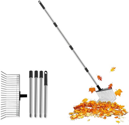 Verstelbare Tuinhark met Steel - 21 Tanden - 40 cm Breed - 160 cm Lengte