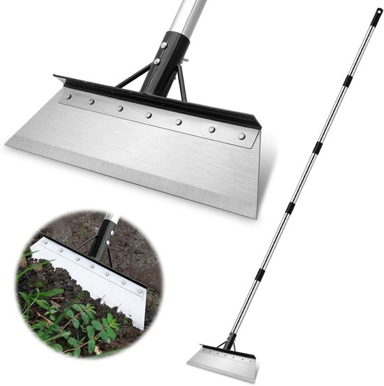 Verstelbare Tuinschep met 200cm Handvat en Tuinhandschoenen - Duurzame RVS Tuingereedschap voor Tuinieren, Landschapswerk en Grondverzet - Ergonomisch Ontwerp met Brede 38cm Schepblad