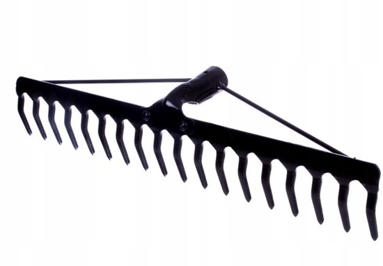 Versterkte Metalen Tuinhark 16 Tanden 44 cm Staal voor Bladeren & Gras