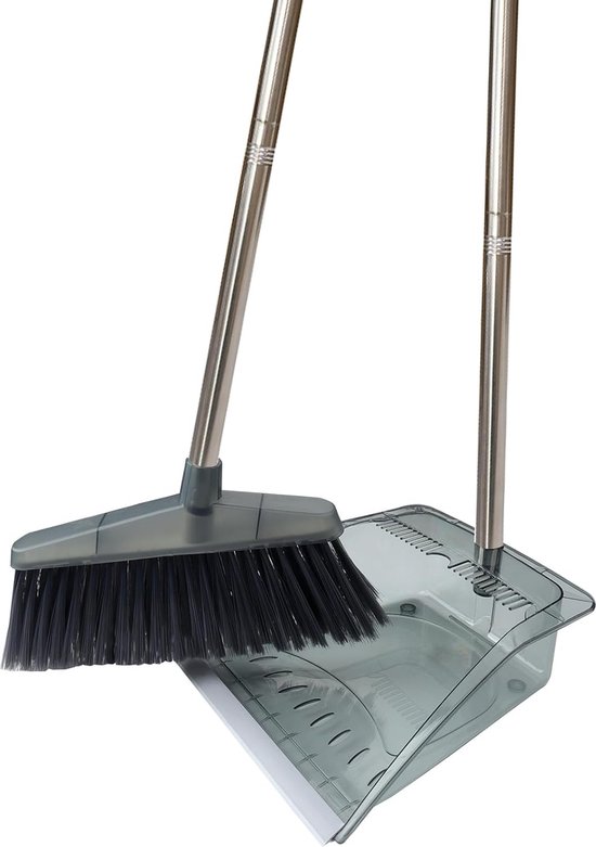 Verticale transparante bezemset, lichte bezemset, zachte en dikke borstels, voor thuis, kantoor, buiten, reiniging, vloer (grijs) van VER