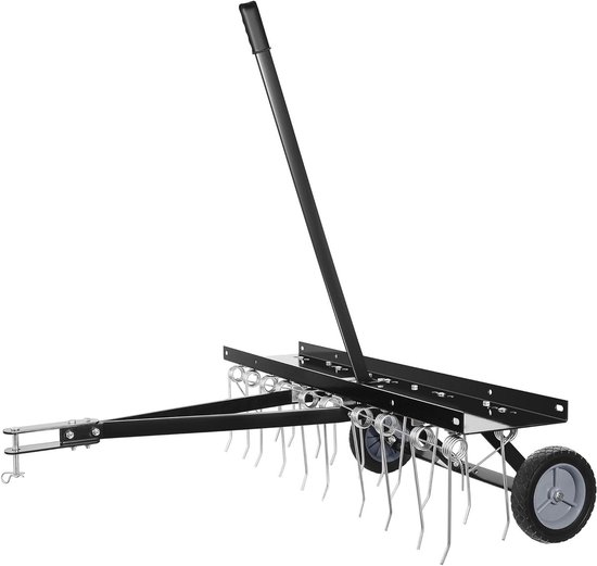 Verticuteerder voor zitmaaier - Mosverwijderaar gazon - Gazononderhoud verbeteren - Werkbreedte 100 cm - 20 stalen veren - Zwart