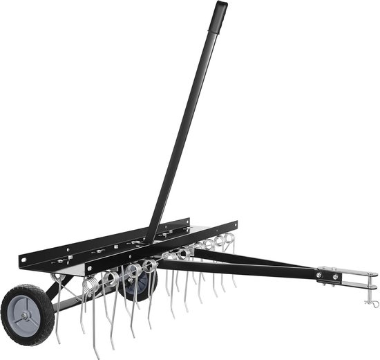 Verticuteerder Voor Zitmaaier - Mosverwijderaar Tuin - Gazon Onderhoud - 100 Cm Werkbreedte - 20 Staalveren - Zwart