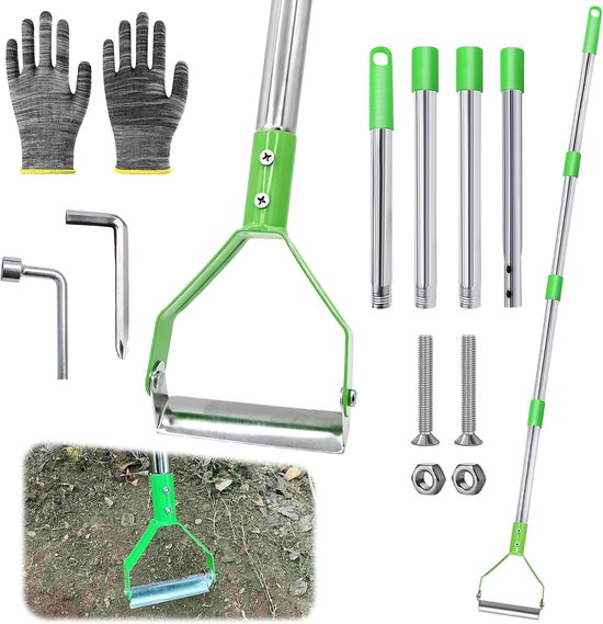 Verticuteerhark, 160 cm snijhark met steel, afneembare handverticuteerhark, verstelbare verticuteerhark, gazonhark voor tuin, tuinhark voor het losmaken van de egalisering van de bodem
