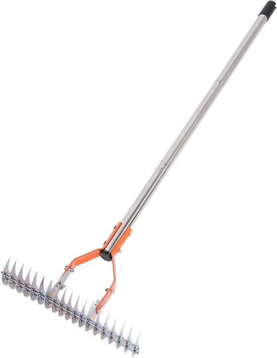 Verticuteerhark - Gazonhark Rotshark - Gazon Onderhoud - 19 Gebogen Tanden - 147 Inch Breed - Zilver