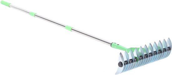 Verticuteerhark voor gazon met roestvrijstalen tanden - ergonomisch handvat - 3 secties - eenvoudig te monteren - geschikt voor het losmaken van gras - 12,8 inch breed van Merkloos	