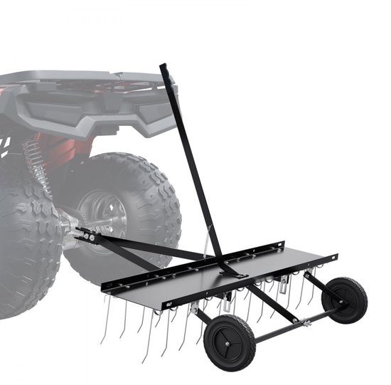 Verticuteermachine/Verticuteerhark - Sleepmodel - Voor ATV/Zitmaaier - 121,9 cm Werkbreedte - 24 Verenstalen Tanden - Trekhaakbevestiging - Met Handgreep van Merkloos	