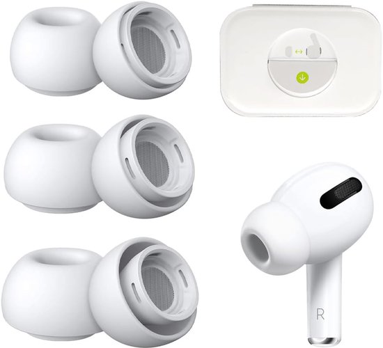 Vervang de AirPods Pro, oordopjes, oordopjes, 3 paar oordopjes voor AirPods Pro met gat voor geluidsreductie (S/M/L + 6-vaks beschermhoes) van Merkloos	