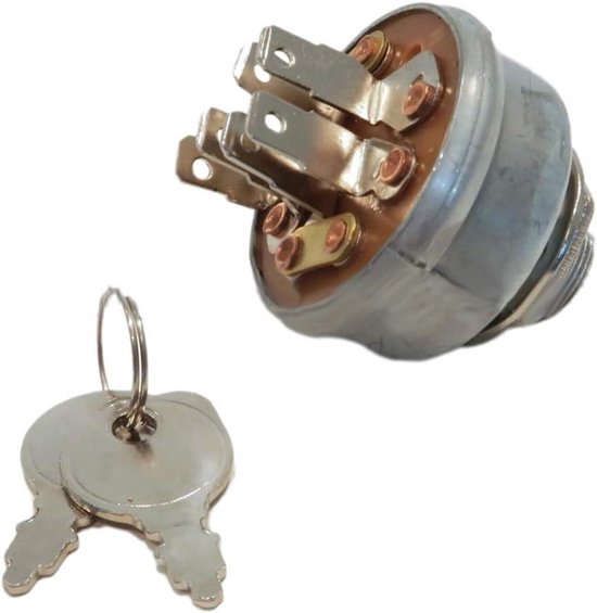 Vervangende Grasmaaier Schakelaar - Contactschakelaar Starter - Grasmaaier Starten - Met 2 Sleutels - 1 5/8 inch - Zilver