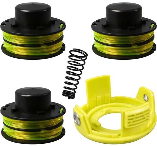 Vervangende lijnspoel RAC118 geschikt voor Ryobi RLT3525S bosmaaier, zelfvoedende dubbele spoel geschikt voor Ryobi RAC118 RLT3525S diameter 1,2 mm lengte 8,4 m (4 spoelen + 1 dop + 1 veer)