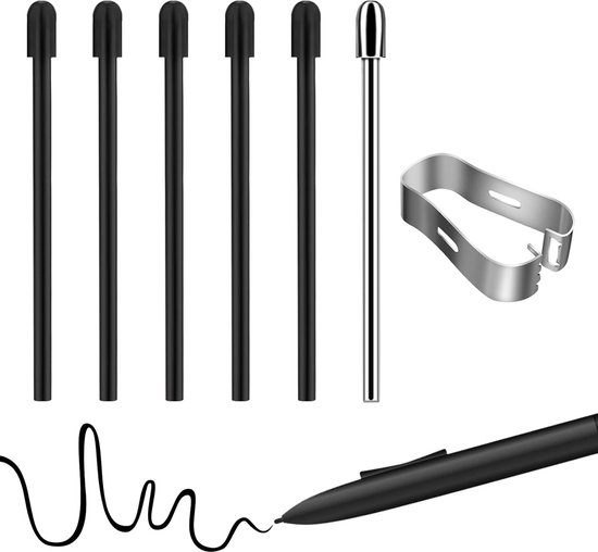 Vervangende Makertips - Markeerstiftpunten van Titaniumlegering - Fijne Potloodpunten met 5 Zwarte Vullingen voor BOOX Pen 2 Pro iReader Smart 2 IFLYYTEK X1 Lamy AL-Star Digitale Pen van Merkloos	