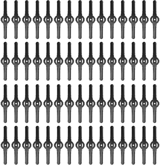 Vervangende messen voor trimmers - Vervangende messen voor grastrimmers - Vervangende messen voor trimmers - geschikt voor alle snoerloze grastrimmers - Vervangende messen voor tuin- en terrastrimmers - Zwart - 60 stuks van Merkloos	