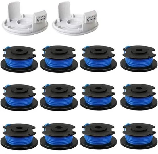 Vervangende spoel - 12 stuks geschikt voor Ryobi duimtrimmer - geschikt voor Ryobi One+ AC14RL3A, snoerloze grastrimmer, 10 spoelen + 2 snijkappen van Merkloos	