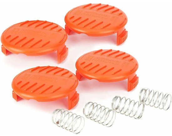 Vervangende spoelkapafdekkingen voor accessoires van de grastrimmer, compatibel met Black + Decker grastrimmer, 4-pack (4 spoelkappen + 4 veren) van N\C