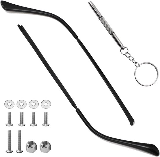 Vervanging van Brillen Armen - Vervangende Metalen Brillenpootjes Inclusief Schroeven En Schroevendraaier - Voor Zonnebrillen, Ouderdomsverziendheid en Bijziendheid (Zwart) van Voogd's Vision Care