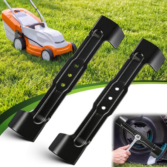 Vervangingsmessen 2-delig - zwart staal - compatibel met Bosch Rotak 37 Li-serie - eenvoudig te installeren - ServiceTopper