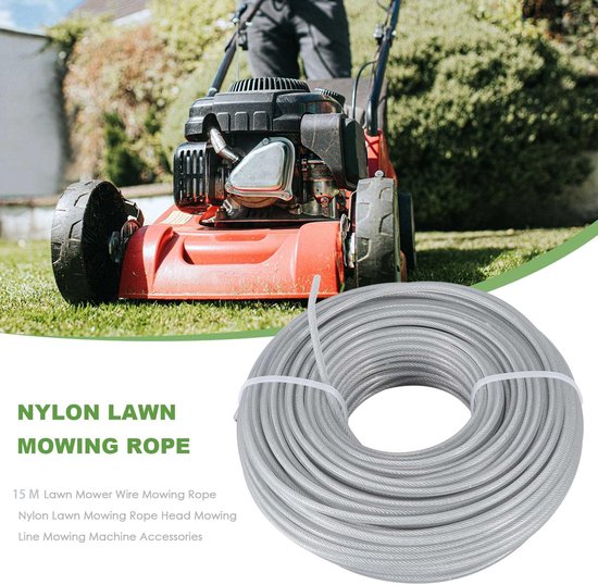 Vervangingstrimsnoer / Snijlijn - Trimsnoer Grasmaaier - 3.0mm x 15m Staal-Gevuld Nylon Snoer - Universeel Vervangingssnoer - Slijtvast - Voor Benzine en Electrische Maaiers van Merkloos	