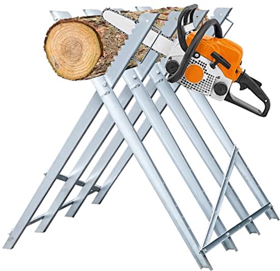 Verzinkt Zaagbok voor Houtbewerking - 150 kg Belastbaarheid - 81x80x80 cm - Robuuste en Stabiele Houtzaagbok van Kinzo Garden