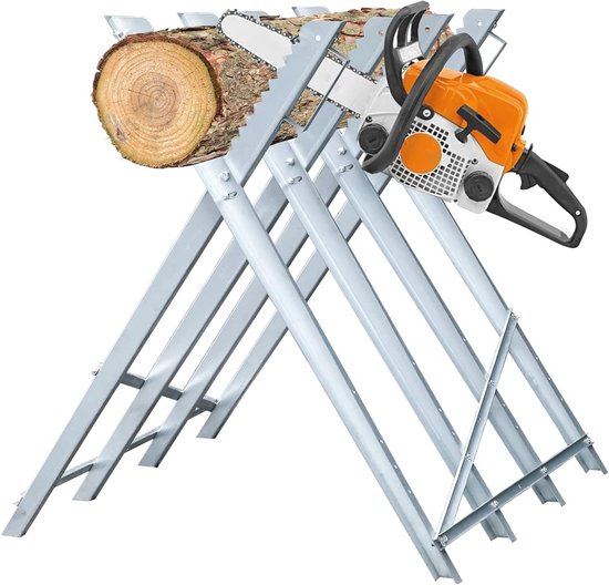 Verzinkt Zaagbok voor Houtbewerking - 150 kg Belastbaarheid - 81x80x80 cm - Robuuste en Stabiele Houtzaagbok