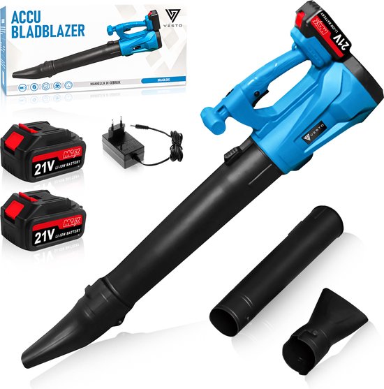 Vesto® Bladblazer op Accu - Compacte en Draadloze Bladblazer voor Tuin en Oprit - Lichtgewicht en Krachtig - Geschikt voor Bladeren en Tuinafval - Inclusief Oplader van Merkloos	
