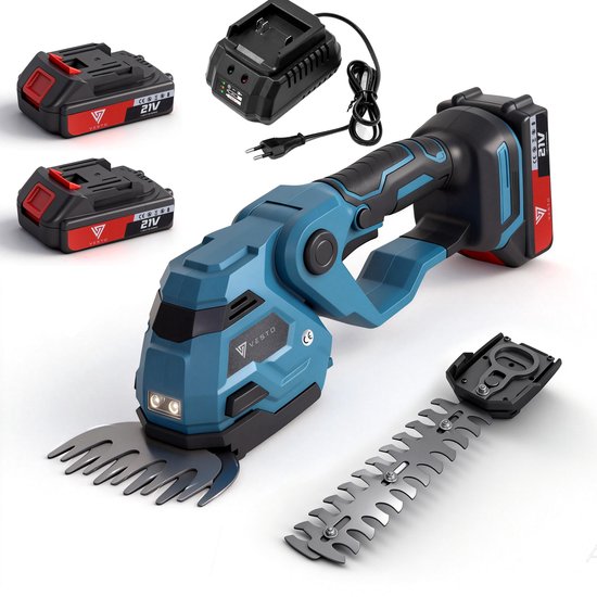 Vesto® Draadloze Heggenschaar - Incl. Buxusschaarmes & Grasschaarmes - Elektrische Grasschaar - Verstelbaar - Draadloze Snoeischaar - Heggenknipper - Kantenknipper van Merkloos	