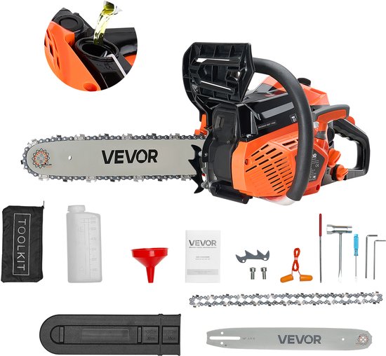 VEVOR 40cc Benzinekettingzaag 355mm Kettingzaag 1,8pk 12000 Tpm Houtzagen van Merkloos	