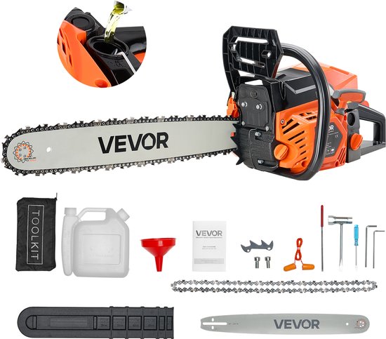 VEVOR 58cc Benzinekettingzaag 2,7pk 508mm 11800 Tpm Houtzagen van Merkloos	