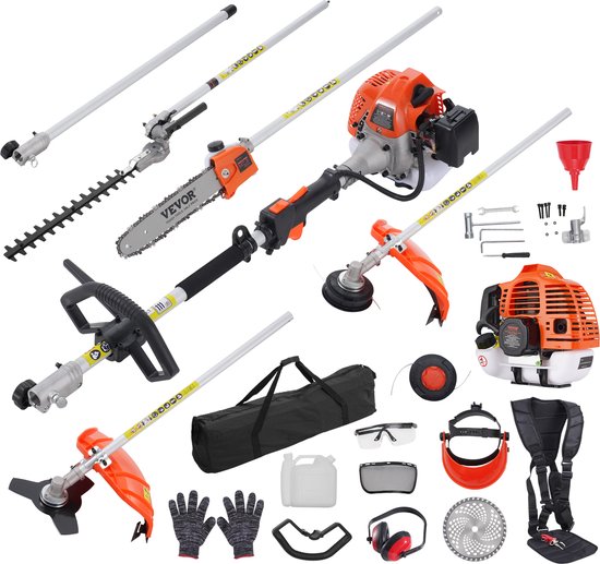 VEVOR 6-In-1 Heggenschaar Benzine Heggenschaar 43cc Heggenschaar Met Lange Steel 1,15l