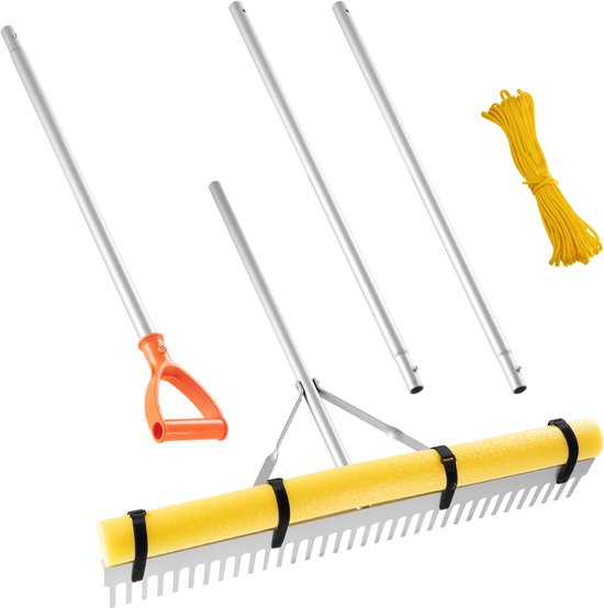 VEVOR Aluminium Hark, 914 mm Kop, Tuinhark, Onkruidhark, Landschapshark voor het Losmaken van de Grond, Tuin & Erf, Vijvergrind & Strandgazononderhoud, Drijvende Vijverhark met Touw van Merkloos	