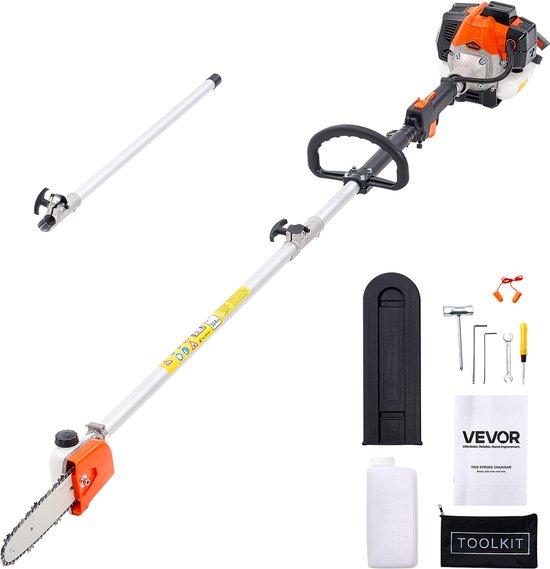 VEVOR Benzine Snoeischaar 2-2,74m Telescopische Zaag 25ccm 2-Takt Kettingzaag 20,3cm van Merkloos	