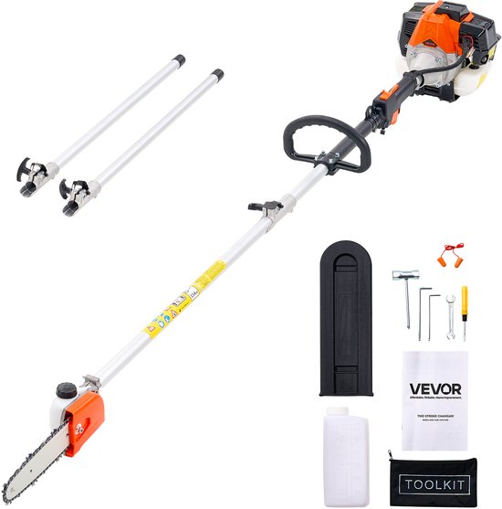 VEVOR Benzine Snoeischaar 2,04–3,54 m Telescopische Zaag 33ccm 2-Takt Kettingzaag