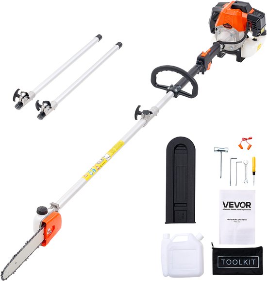 VEVOR Benzine Snoeischaar 2,08–3,58 m Telescopische Zaag 43ccm 2-Takt Kettingzaag van VEVOR