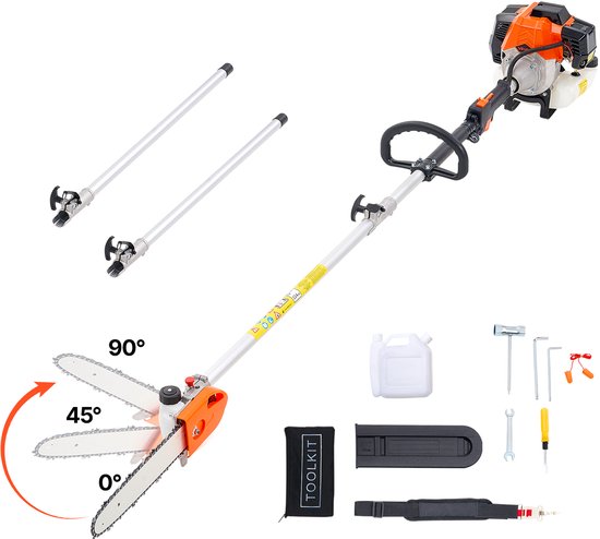 VEVOR Benzine Snoeischaar 2,16-3,66 m Telescopische Zaag 2-Takt 43ccm Kettingzaag van Merkloos	