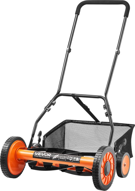 VEVOR Cilindermaaier Grasmaaier Handmaaier 450mm Snijbreedte 5 Messen 35-62mm van Merkloos	
