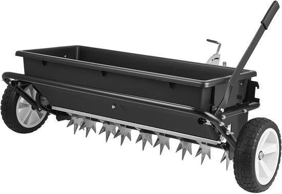 VEVOR Gazonbeluchter op Aanhanger, 81cm Strooibreedte, Strooier met Universele Koppeling, Tuinzaaimachine en Grondbeluchter met Een Capaciteit van 45kg en 10 Inch Wielen van Merkloos	